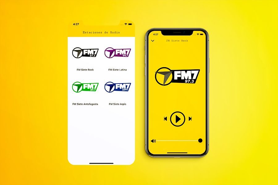 App Radio FM Siete con cuatro estaciones en vivo, hecha por Atumis